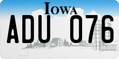IA license plate ADU076