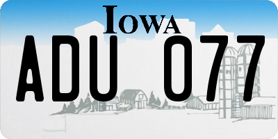 IA license plate ADU077