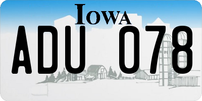 IA license plate ADU078