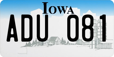 IA license plate ADU081