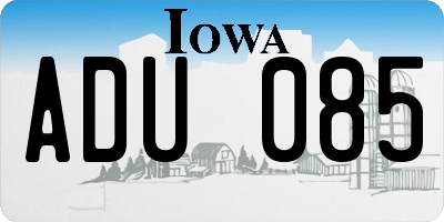 IA license plate ADU085