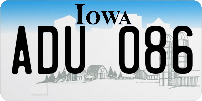 IA license plate ADU086