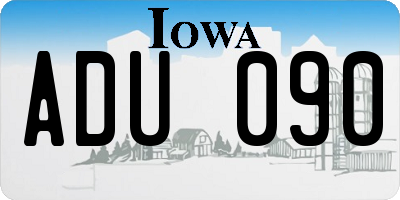 IA license plate ADU090