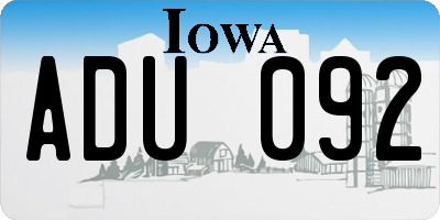 IA license plate ADU092