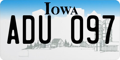 IA license plate ADU097