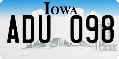 IA license plate ADU098