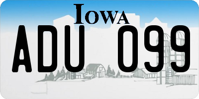 IA license plate ADU099