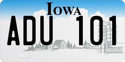 IA license plate ADU101