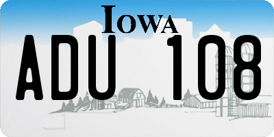 IA license plate ADU108