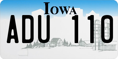 IA license plate ADU110