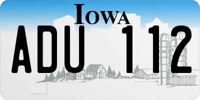 IA license plate ADU112