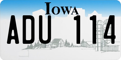 IA license plate ADU114