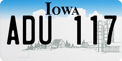 IA license plate ADU117