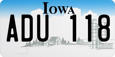 IA license plate ADU118