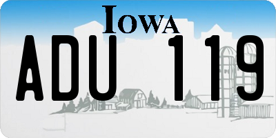 IA license plate ADU119