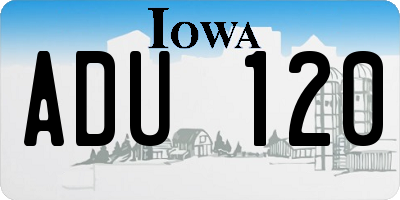 IA license plate ADU120