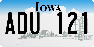 IA license plate ADU121