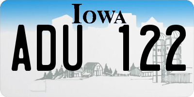 IA license plate ADU122