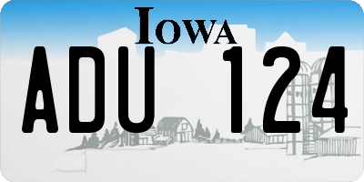 IA license plate ADU124