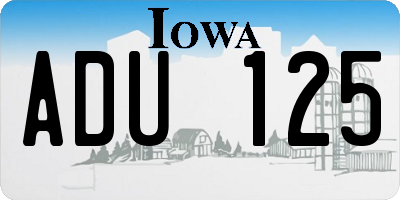 IA license plate ADU125