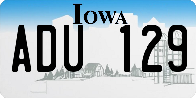 IA license plate ADU129