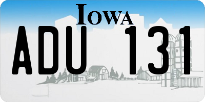 IA license plate ADU131