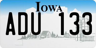 IA license plate ADU133