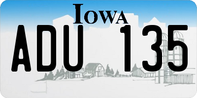 IA license plate ADU135