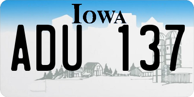 IA license plate ADU137