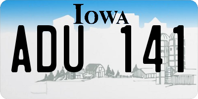 IA license plate ADU141