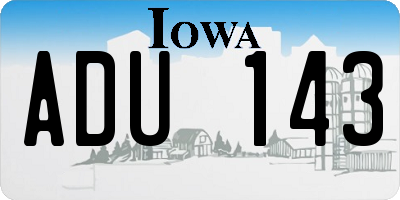 IA license plate ADU143