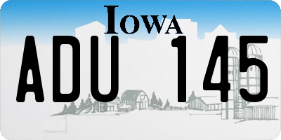 IA license plate ADU145