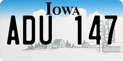 IA license plate ADU147