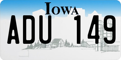 IA license plate ADU149