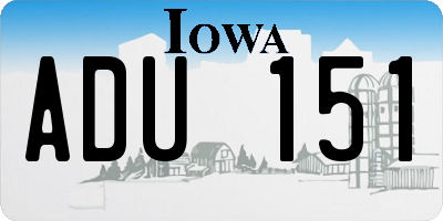 IA license plate ADU151