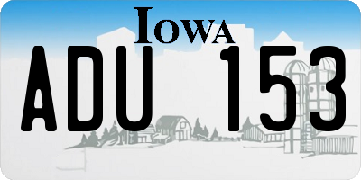 IA license plate ADU153