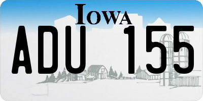 IA license plate ADU155