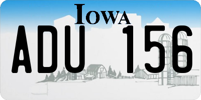 IA license plate ADU156