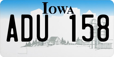 IA license plate ADU158