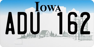 IA license plate ADU162