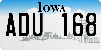 IA license plate ADU168