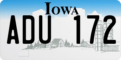 IA license plate ADU172