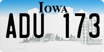 IA license plate ADU173