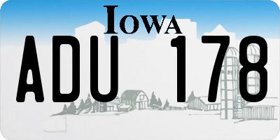 IA license plate ADU178