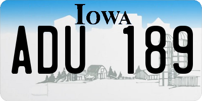 IA license plate ADU189