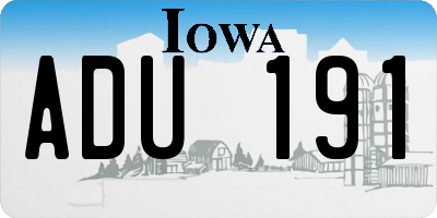 IA license plate ADU191