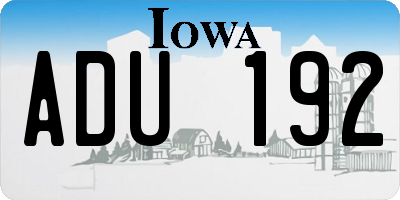 IA license plate ADU192