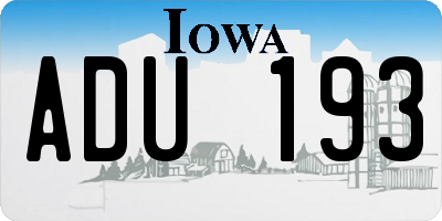 IA license plate ADU193