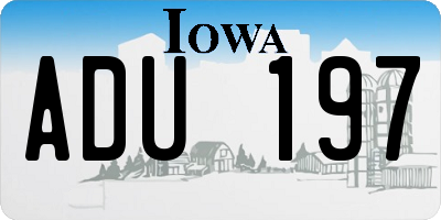 IA license plate ADU197