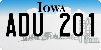 IA license plate ADU201